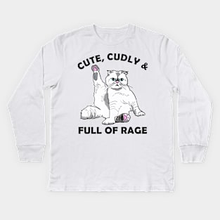 Cute and Full of Rage Funny Cat Lovers Kids Long Sleeve T-Shirt